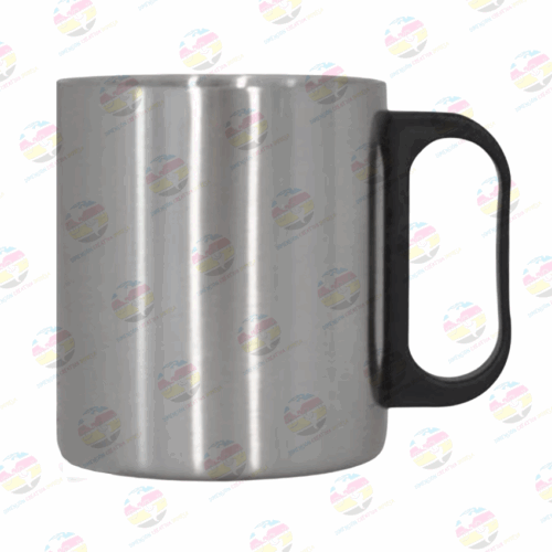 Taza de acero con agarre de plástico de 350 ml
