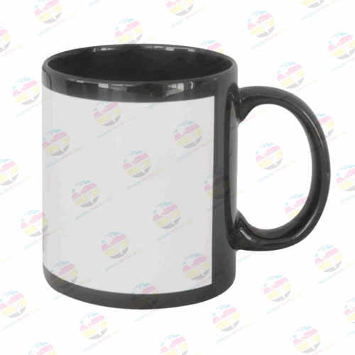 Taza negra con marco de ventana blanco de 11 oz