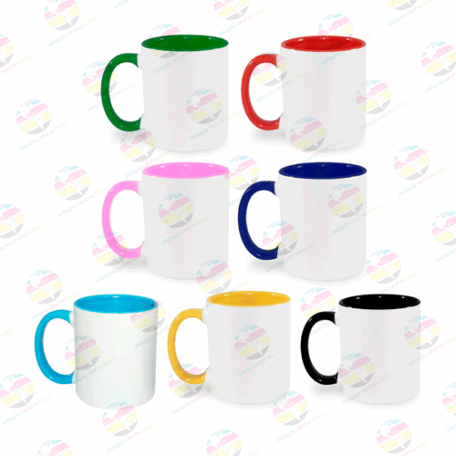 Taza blanca con interior y asa de color de 11 oz