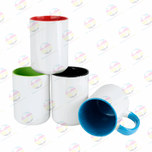 Taza blanca con asa e interior de color de 15 oz